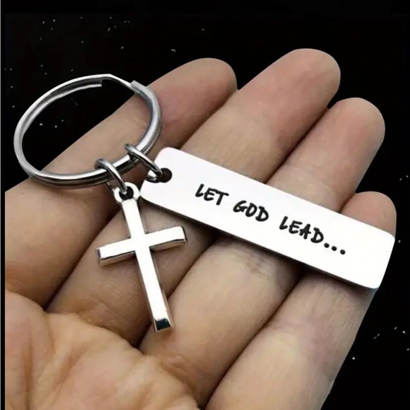 Silver Bar Style Let God Lead Keychain - Picture 5 of 5